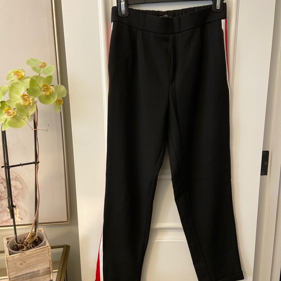 Zara Black Trousers with Red and White Stripe - Picture 2 of 7